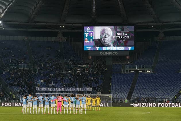 CALCIO - Coppa Italia - SS Lazio vs AC Milan One minute of silence in honor of Nicola Pietrangeli during the Round of 16 of Coppa Italia between S.S. Lazio vs A.C. Milan at the Olympic Stadium, Rome, italy on 4 December 2025 Rome Italy  Copyright: xIPAxSport ABACAx
