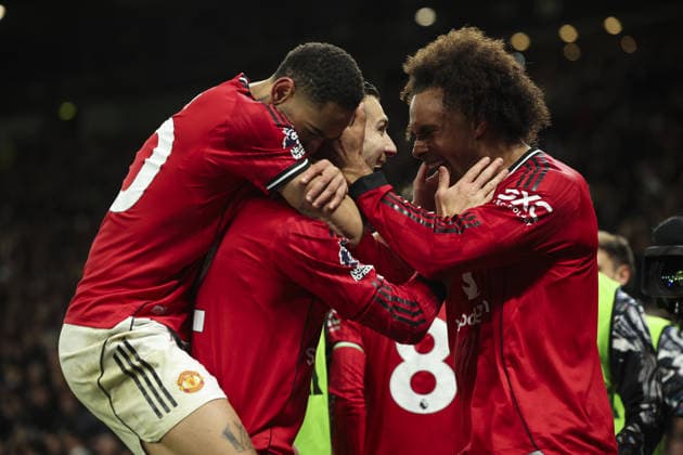 Manchester United, ManU v West Ham United, FA Premier League 04.12.25 Manchester United v West Ham United, FA Premier League Bradley Ormesher The Times Diogo Dalot of Manchester United scores and celebrates scoring his teams opening goal of the match  Copyright: xBradleyxOrmesherx NINTCHDBPICT001043270100