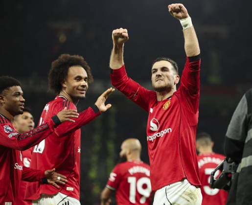 Manchester United, ManU v West Ham United, FA Premier League 04.12.25 Manchester United v West Ham United, FA Premier League Bradley Ormesher The Times Diogo Dalot of Manchester United scores and celebrates scoring his teams opening goal of the match  Copyright: xBradleyxOrmesherx NINTCHDBPICT001043270181