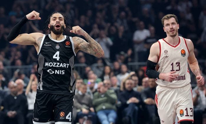 Partizan v Bayern, Euroleague basketball, season 2025 2026, round 14 Belgrade, Serbia. 4th Dec, 2025. Partizan s Duane Washington and Bayern s Andreas Obst during Euroleague basketball match between Partizan and Bayern Munich on December 4. 2025. in Belgrade, Serbia. Belgrade Serbia Copyright: xPedjaxMilosavljevic STARSPORTx