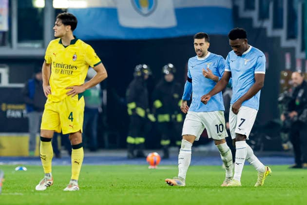 Coppa Italia round of 16 football match SS Lazio vs AC Milan Lazio™s Italian midfielder Mattia Zaccagni celebrates after scoring a goal during Coppa Italia round of 16 football match between SS Lazio vs AC Milan at Olimpico Stadium on December 04, 2025, in Rome. _BPH3549_1 Copyright: xAntonioxBalascox
