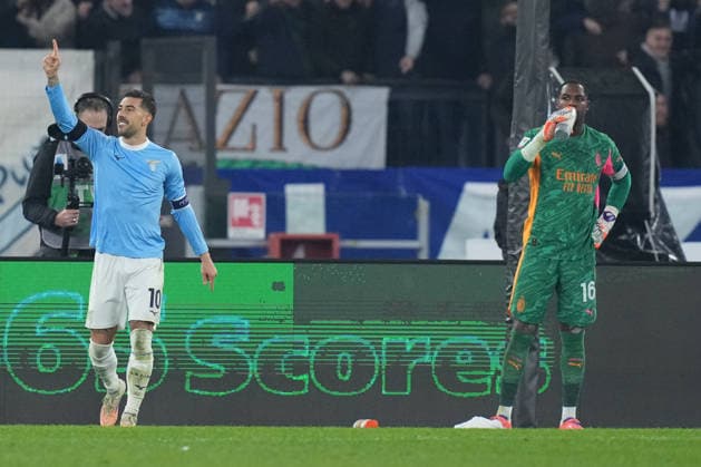 Lazio™s Mattia Zaccagni celebrates after scoring during the Frecciarossa Italian Cup 2025 2026 soccer match between Lazio and Milan at the Rome s Olympic stadium, Italy - Thursday December 04, 2025 - Soccer ( Photo by Alfredo Falcone LaPresse )  Copyright: xAlfredoxFalcone LaPressex