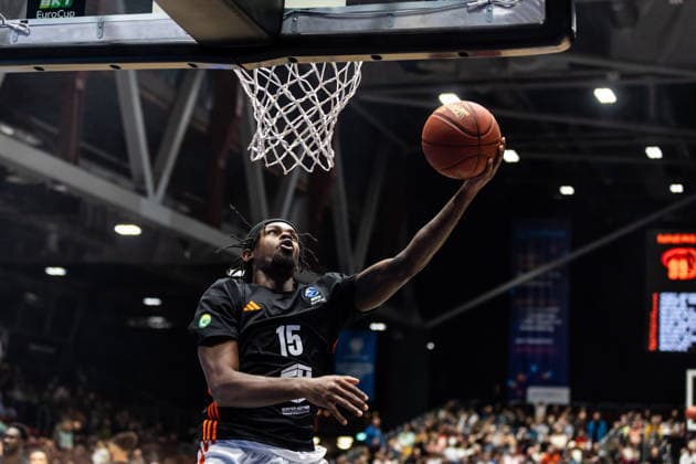 GER, BKT EuroCup, Season 2025 2026, Niners Chemnitz Turk Telekom Ankara 04 12 2025, Fair, Chemnitz, GER, BKT EuroCup, Season 2025 2026, Niners Chemnitz Turk Telekom Ankara Ty Brewer Niners Chemnitz, 15 Photo Alexander Trienitz Chemnitz Fair Saxony Germany