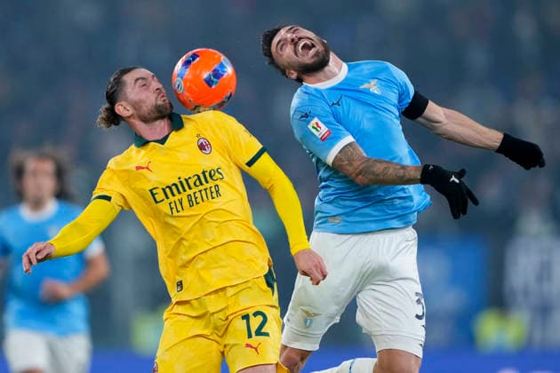 SS Lazio v AC Milan - Coppa Italia Adrien Rabiot of AC Milan competes for the ball with Mario Gila Fuentes of S.S. Lazio during the Coppa Italia round of 16 match between SS Lazio and AC Milan at Olimpico Stadium in Rome, Italy, on December 4, 2025. Roma Italy  Copyright: xDaniloxDixGiovannix originalFilename:digiovanni-sslaziov251204_nppUf.jpg