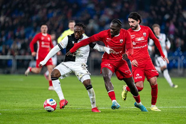Gabriel Passi Mafuta (14 FC Grand-Saconnex), right, and Benie Adama Traore (11 FC Basel 1893), left, in action during the Swiss Cup Round of 16 match between FC Grand-Saconnex and FC Basel 1893 at St. Jakob-Park, Basel, Switzerland. Copyright: xPriscilaxBütlerx xSPPx Sportspressphoto_SPR69850