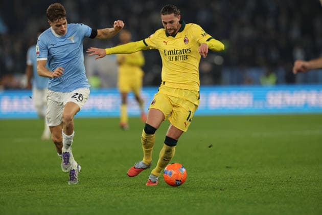 December 4, 2025, Rome, Lazio, Italy: Toma Basic of Lazio and Addrien Rabiot of Milan during Coppa Italia soccer match round of 16 between SS Lazio and AC Milan at Stadio Olimpico on October 26, 2025 in Rome , Italy. Rome Italy - ZUMAl131 20251204_zsp_l131_025 Copyright: xCiroxDexLucax