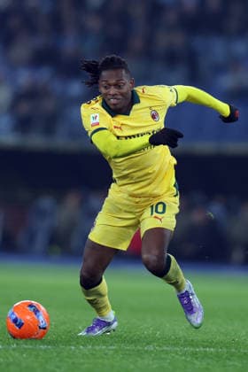 Football: Coppa Italia 2025-2026 round of 16 SS Lazio vs AC Milan Rome, Italy - December 4, 2025: Rafael Leao of Milan seen in action during the Coppa Italia 2025-2026 round of 16 - football match between SS Lazio vs AC Milan at Olympic Stadium. rome olympic stadium italy italy Copyright: xmarcoxiacobucci