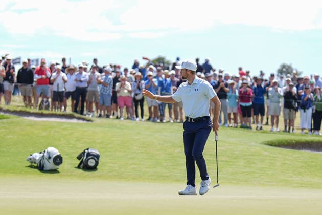 December 5, 2025, Melbourne, Victoria, Australia: Rasmus Neergaard-Petersen of Denmark ackowledges the gallery at the 6th hole on day two of the 2025 Crown Australian Open at The Royal Melbourne Golf Club in Melbourne, Victoria, Australia. Melbourne Australia - ZUMAl303 20251205_aaf_l303_018 Copyright: xSydneyxLowx