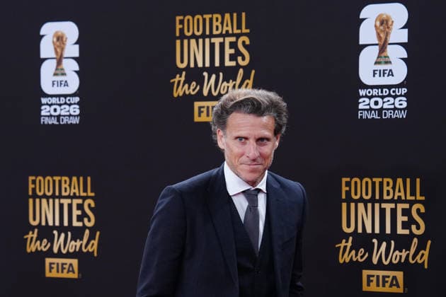 (251205) -- WASHINGTON, D.C., Dec. 5, 2025 -- Uruguay s former football player Diego Forlan arrives for the welcome reception ahead of the final draw for the 2026 FIFA World Cup, WM, Weltmeisterschaft, Fussball at John F. Kennedy Center for the Performing Arts in Washington, D.C., the United States, on Dec. 4, 2025. ) (SP)U.S.-WASHINGTON, D.C.-FOOTBALL-FIFA-2026 WORLD CUP-PRE DRAW-WELCOME RECEPTION JiaxHaocheng 