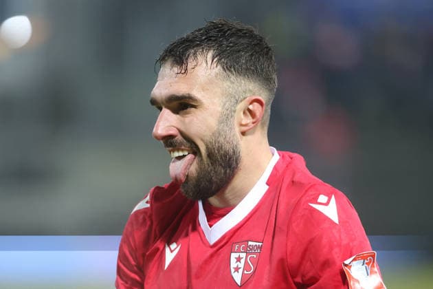 Cup 1 8 Final FC Aarau FC Sion Kreshnik Hajrizi FC Sion 04 12 2025 Stadion Bruegglifeld Aarau, SWITZERLAND, Season 2025 2026 Mens football Swiss Cup 1 8 Final FC Aarau FC Sion Kreshnik Hajrizi FC Sion
