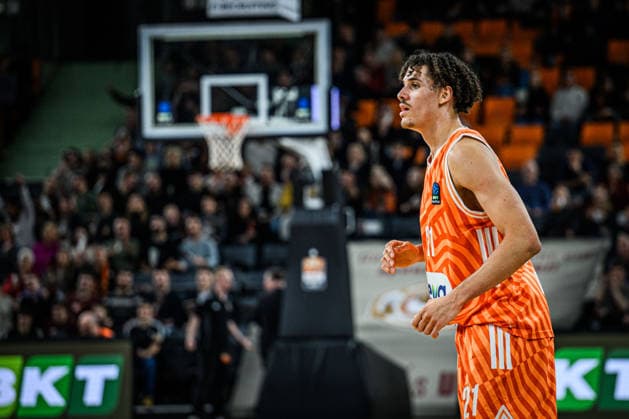 Alec Anigbata ratiopharm ulm Looks on during the Basketball Eurocup match between ratiopharm ulm and Dolomiti Energia Trento at ratiopharm Arena on December 4, 2025 in Neu Ulm, Germany Photo by Harry Langer DeFodi Images