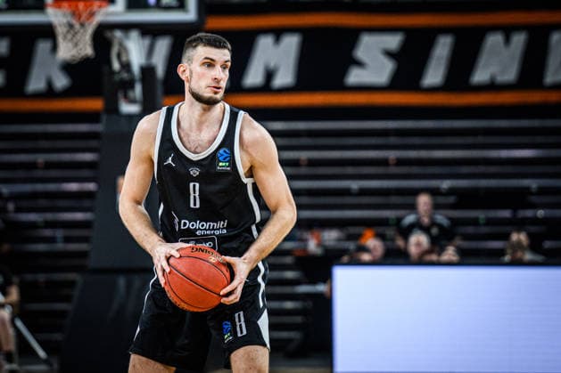 Matas Jogela Dolomiti Energia Trento controls the Ball during the Basketball Eurocup match between ratiopharm ulm and Dolomiti Energia Trento at ratiopharm Arena on December 4, 2025 in Neu Ulm, Germany Photo by Harry Langer DeFodi Images
