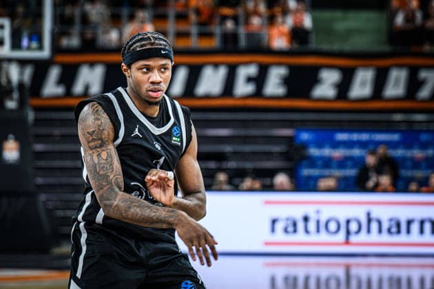 DJ Steward Dolomiti Energia Trento Looks on during the Basketball Eurocup match between ratiopharm ulm and Dolomiti Energia Trento at ratiopharm Arena on December 4, 2025 in Neu Ulm, Germany Photo by Harry Langer DeFodi Images