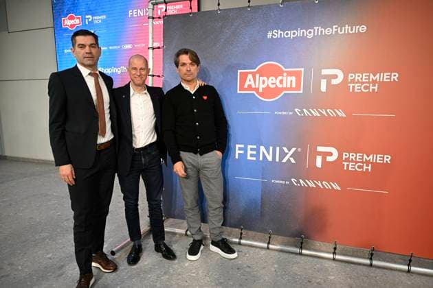 PC announcing Alpecin - Premier Tech - 05 12 2025 ANTWERPEN, BELGIUM - DECEMBER 05 : Roodhooft Christoph (BEL) Sports Director of Alpecin-Deceuninck, Roodhooft Philip (BEL) General manager of Alpecin-Deceuninck and Belanger Jean, President of Premier Tech talking to the press during a press conference, PK, Pressekonferenz announcing Premier Tech as new partner and transfer news in the Crelan - headquarters Antwerpen on December 05, 2025 in Antwerpen, Belgium, 05 12 2025 Antwerpen Belgium  Copyright: xNicoxVereeckenx