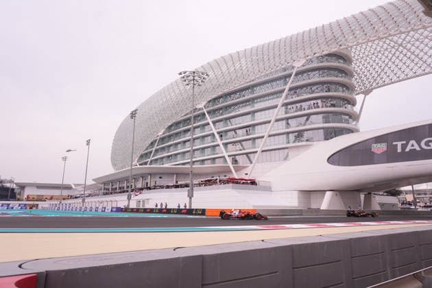 05 12 2025, Yas Marina Circuit, Abu Dhabi, Formula 1 Etihad Airways Abu Dhabi Grand Prix 2025 , in the picture Patric OÂ Ward MEX , McLaren F1 Team, Arthur Leclerc MON , Scuderia Ferrari HP Photo by Hasan Bratic DeFodi Images