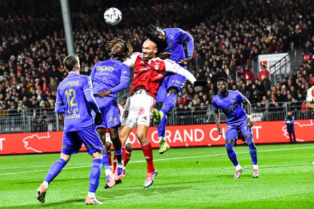 FOOTBALL : Stade Brestois 29 vs AS Monaco - Ligue 1 - JournÃ e 15 - 05 12 2025 Ludovic Ajorque (Stade Brestois) Mohammed Salisu (AS Monaco) Mamadou Coulibaly (AS Monaco) BrestFrance  Copyright: xBaptistexAutissierx