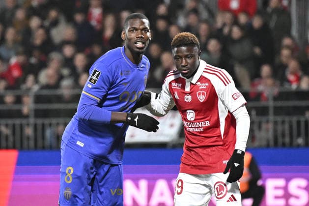 Stade Brestois 29 v AS Monaco - Ligue 1 McDonald s 2025 2026 08 Paul POGBA (asm) - 99 Pathe MBOUP (sb29) during the Ligue 1 McDonald s match between Brest and Monaco at Stade Francis Le Ble on December 5, 2025 in Brest, France. Brest France  Copyright: xFEPx 776348228