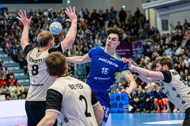 Daikin Handball Bundesliga, VfL Gummersbach Bergischer Handballclub 06 05 12 2025 Nico Schoettle, Bergischer Handball Club 06 8 , Noah Beyer, Bergischer Handball Club 06 2 , Miro Schluroff VfL Gummersbach, 15 , Daikin Handball Bundesliga, VfL Gummersbach Bergischer Handballclub 06 05 12 2025 Copyright: xBEAUTIFULxSPORTS Erlhofx
