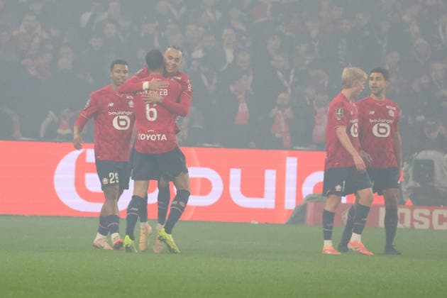 FOOTBALL : LOSC Lille vs Olympique de Marseille - Ligue 1 J15 - 05 12 2025 Joie de Ethan MBAPPE (LOSC Lille) apres son but lors du match LOSC Lille vs Olympique de Marseille, Ligue 1 J15, Decathlon Arena stade Pierre Mauroy, le 5 dÃ cembre 2025 - photo Laurent Sanson PsnewZ  Copyright: xLaurentxSANSONx xPsnewZx