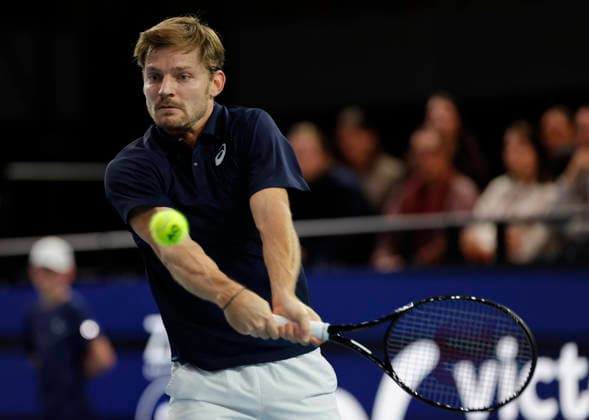 5th December 2025; Copper Box Arena, London, England; Victorian Plumbing UTS London Grand Final Tennis, Day One; David Goffin plays a backhand shot against Ugo Humbert  HongboxChen