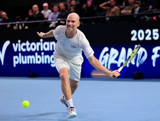 5th December 2025; Copper Box Arena, London, England; Victorian Plumbing UTS London Grand Final Tennis, Day One; Adrian Mannarino plays a forehand shot against Alex de Minaur  HongboxChen