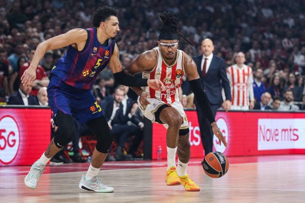 Crvena Zvezda v Barcelona - EuroLeague BELGRADE, SERBIA - DECEMBER 5: Miles Norris of Barcelona is in action during EuroLeague round 14 basketball match between Crvena Zvezda and Barcelona at Beogradska Arena in Belgrade, Serbia on December 5, 2025. Filip Stevanovic Anadolu Belgrade Serbia. Editorial use only. Please get in touch for any other usage.  Copyright: x2025xAnadoluxFilipxStevanovicx