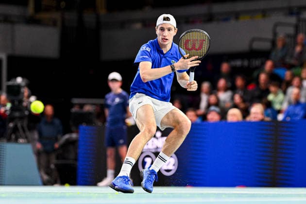 THE COMMANDER Ugo Humbert during his match with THE WALL David Goffin in the UTS London Grand Final 2025 at the Copper Box Arena, London, United Kingdom on 5 December 2025. Copyright: xPhilxHutchinsonx 44340027