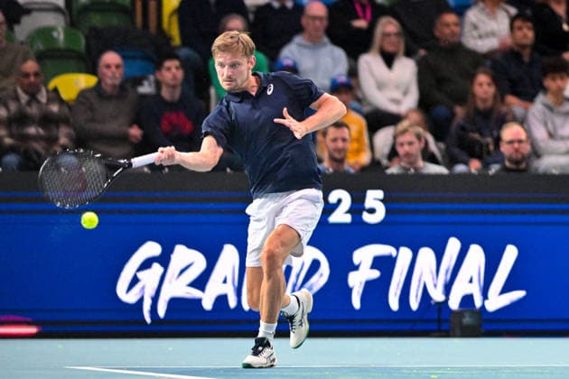 THE WALL David Goffin during his match with THE COMMANDER Ugo Humbert in the UTS London Grand Final 2025 at the Copper Box Arena, London, United Kingdom on 5 December 2025. Copyright: xPhilxHutchinsonx 44340041