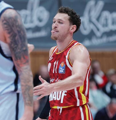 In the picture Brae Ivey Wuerzburg Baskets, 11 05 12 2025, Basketball, Fitness First Wuerzburg Baskets vs EWE Baskets Oldenburg, easyCredit BBL, Matchday 9, Germany, Wuerzburg, tectake Arena, Copyright: HMBxMedia xJulienxBecker