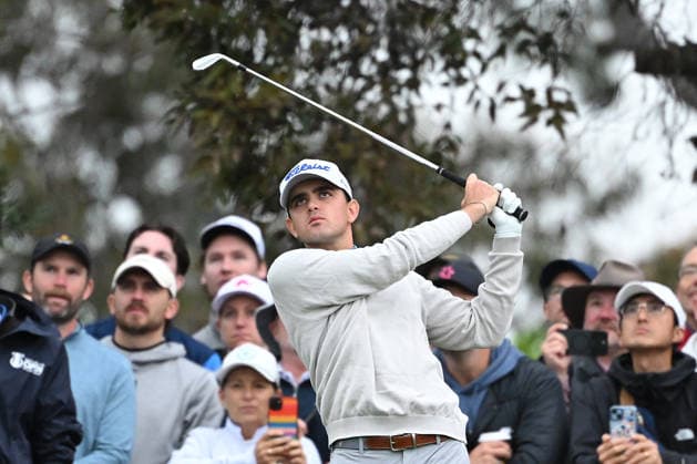 GOLF AUSTRALIAN OPEN, Daniel Rodrigues of Portugal tee™s off on the 5th hole during round three of the Australian Open Golf tournament at the Royal Melbourne Golf Club in Melbourne, Saturday, December 6, 2025. ( NO ARCHIVING, EDITORIAL USE ONLY MELBOURNE VICTORIA AUSTRALIA  Copyright: xJAMESxROSSx 20251206147139066932
