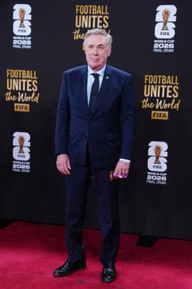 (251206) -- WASHINGTON D.C., Dec. 6, 2025 -- Carlo Ancelotti, head coach of the Brazilian national soccer team arrives on the red carpet ahead of the FIFA World Cup, WM, Weltmeisterschaft, Fussball 2026 Final Draw at the Kennedy Center in Washington D.C., the United States, Dec. 5, 2025. ) (SP)U.S.-WASHINGTON D.C.-FIFA-WORLD CUP 2026-DRAW JiaxHaocheng 