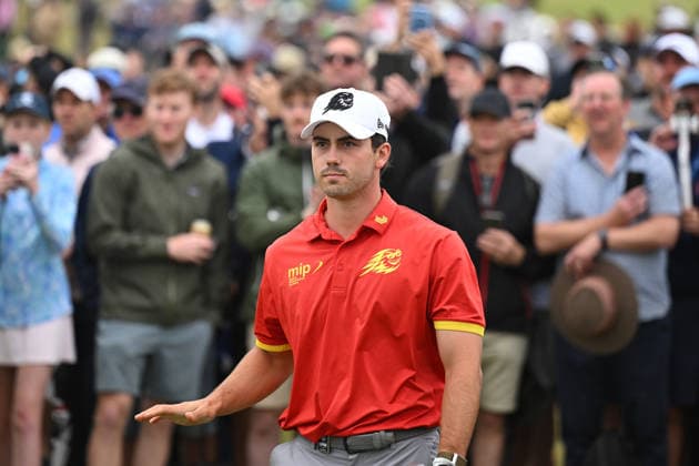GOLF AUSTRALIAN OPEN, Josele Ballester of Spain reacts after playing a shot on the 17th hole during round three of the Australian Open Golf tournament at the Royal Melbourne Golf Club in Melbourne, Saturday, December 6, 2025. ( NO ARCHIVING, EDITORIAL USE ONLY MELBOURNE VICTORIA AUSTRALIA  Copyright: xJAMESxROSSx 20251206118676156088