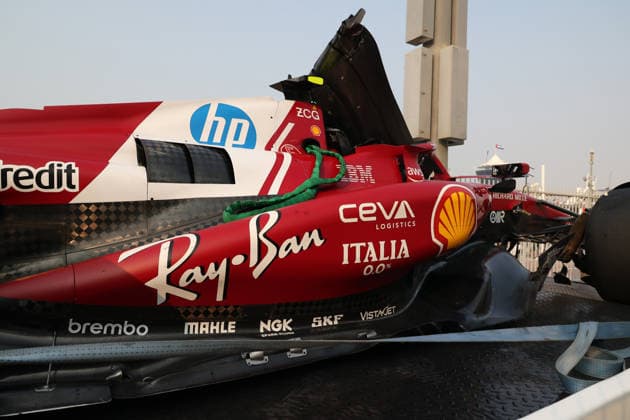 06 12 2025, Yas Marina Circuit, Abu Dhabi, Formula 1 Etihad Airways Abu Dhabi Grand Prix 2025 , in the picture After the accident the car of Lewis Hamilton GBR , Scuderia Ferrari HP is brought back to the paddock Photo by Alessandro Martellotta Hasan Bratic DeFodi Images