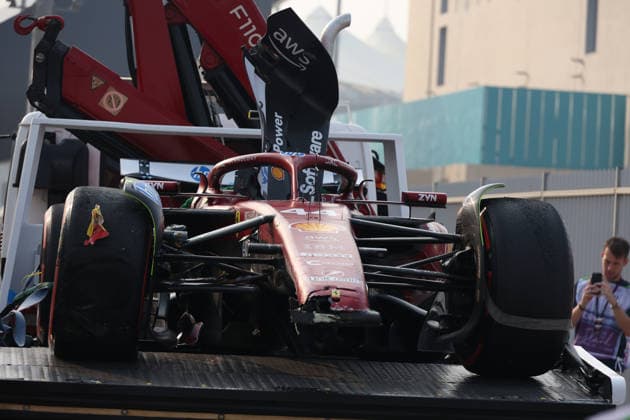 06 12 2025, Yas Marina Circuit, Abu Dhabi, Formula 1 Etihad Airways Abu Dhabi Grand Prix 2025 , in the picture After the accident the car of Lewis Hamilton GBR , Scuderia Ferrari HP is brought back to the paddock Photo by Alessandro Martellotta Hasan Bratic DeFodi Images