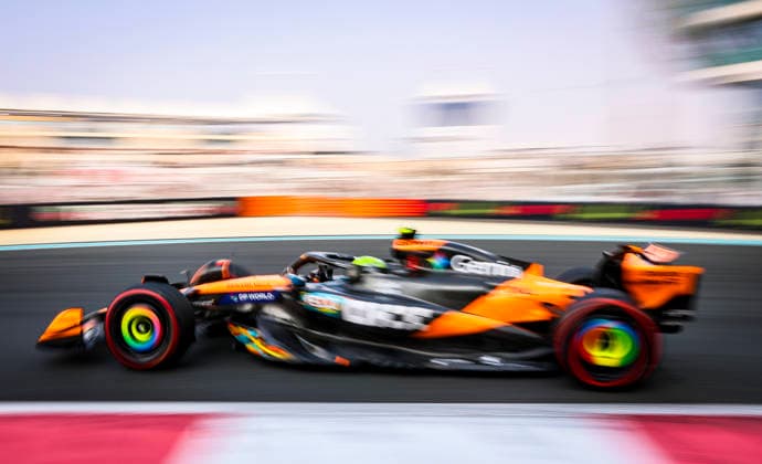 FORMULA ONE ABU DHABI GRAND PRIX 2025 Lando Norris 4 (GBR), McLaren MCL39 during the Formula One Etihad Airways Abu Dhabi Grand Prix 2025 Practice 3 session at the Yas Marina Circuit, Yas Island, United Arab Emirates on 6 December 2025 Credit: Phil Duncan Every Second Media Editorial use only. All images are copyright Every Second Media Limited. No images may be reproduced without prior permission. Copyright: xIMAGO EveryxSecondxMediax ESM-1693-0004 PhilxDuncanx xEveryxSecondxMediax