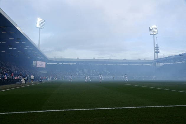 Smoke clouds in the stadium after the ignition of pyrotechnics 06 12 2025, Football 2 Bundesliga, Season 2025 2026, 15 Matchday, VfL Bochum Arminia Bielefeld DFL regulations prohibit any use of photographs as image sequences and or quasi video Bochum Vonovia Ruhrstadion Nordrhein Westfalen Germany Team2