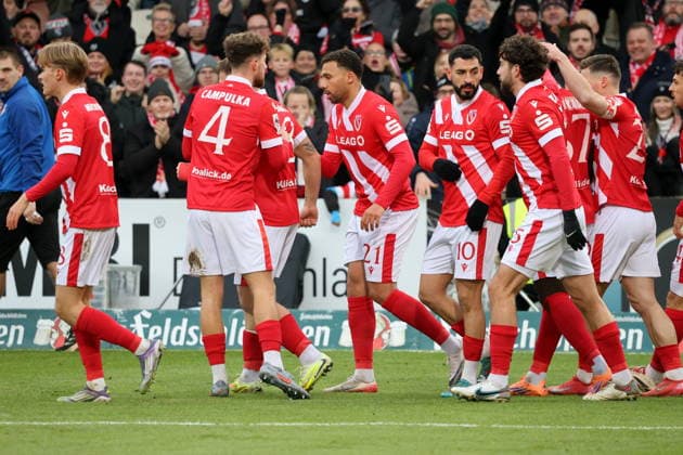 Cottbus goal celebration Football 3 Liga 2025 2026 FC Energie Cottbus MSV Duisburg