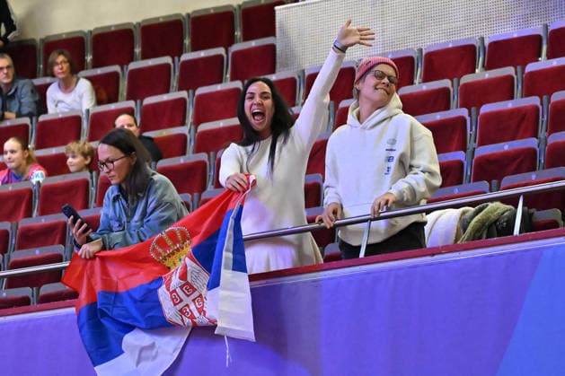 GER, Dortmund, 27th Wommens World Championship 2025, Main Round Main Round, Group II, 3 Round Round Montenegro MNE vs Serbia Serbia SRB 06 12 2025, Westfalenhalle, Dortmund, GER, Dortmund, 27th Wommens World Championship 2025, Main Round Main Round, Group II, 3 Round Round Round Montenegro MNE vs Serbia Serbia SRB , in the picture Serbian fans nordphotoxGmbHx xMeuter nph00351