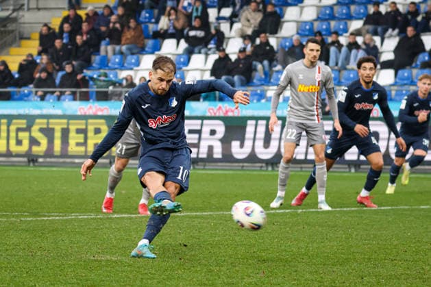 Germany 3 Liga 2025 26, 17 Matchday TSG Hoffenheim II vs SSV Jahn Regensburg, Dietmar Hopp Stadion Sinsheim Goal by Luka¯ÄuriÄ‡ Luka¯Duric, TSG¯1899¯Hoffenheim¯II, 10 to 1 0 from a penalty Sinsheim Dietmar Hopp Stadion Baden Württemberg Germany Copyright: xBenedictxChristx