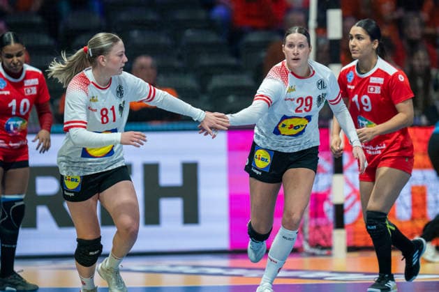 2025-12-06 Austria vs Tunisia ROTTERDAM, NETHERLANDS - DECEMBER 6: Viktoria Marksteiner en Ines Ivancok-Soltic of Austria during the IHF Worldchampionship 2025 match for women, between Austria and Tunisia at Ahoy on December 6, 2025 in Rotterdam, Netherlands. Rotterdam Ahoy Netherlands Content not available for redistribution in The Netherlands directly or indirectly through any third parties. Copyright: xHenkxSeppenx