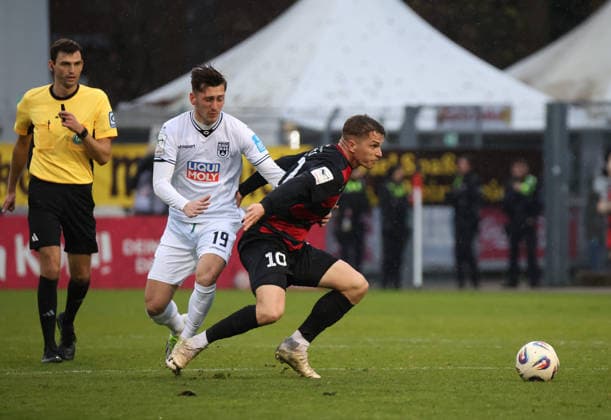 v l Jonathan Meier SSV 1846 Ulm 19 , David Otto Viktoria Koeln 10 GER, Viktoria Koeln 1904 vs SSV 1846 Ulm, Football, 3 Liga, Matchday 17, Season 2025 2026, 06 12 2025 DFL DFB REGULATIONS PROHIBIT ANY USE OF PHOTOGRAPHS as IMAGE SEQUENCES and or QUASI VIDEO GER, Viktoria Koeln 1904 vs SSV 1846 Ulm, Football, 3 Liga, Matchday 17, Season 2025 2026, 06 12 2025 Koeln Copyright: xEibner-Pressefotox xThomasxStoeckerx EP_TSR