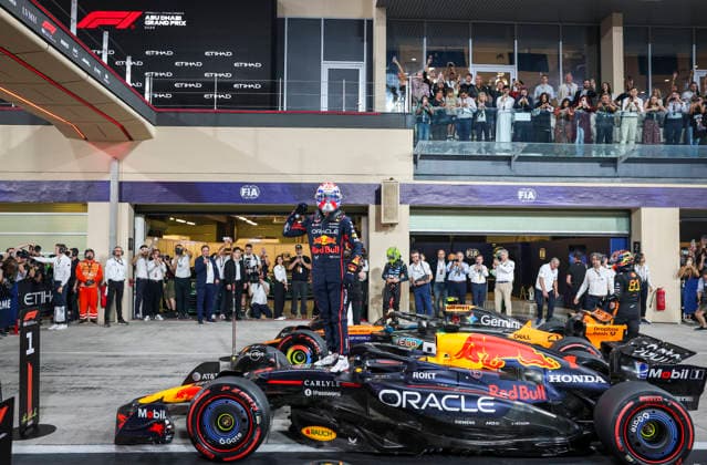 FORMULA ONE ABU DHABI GRAND PRIX 2025 Max Verstappen 1 (NED), Oracle Red Bull Racing RB21 celebrates pole position during the Formula One Etihad Airways Abu Dhabi Grand Prix 2025 Qualifying at the Yas Marina Circuit, Yas Island, United Arab Emirates on 6 December 2025 Credit: Phil Duncan Every Second Media Editorial use only. All images are copyright Every Second Media Limited. No images may be reproduced without prior permission. Copyright: xIMAGO EveryxSecondxMediax ESM-1693-0012 PhilxDuncanx xEveryxSecondxMediax