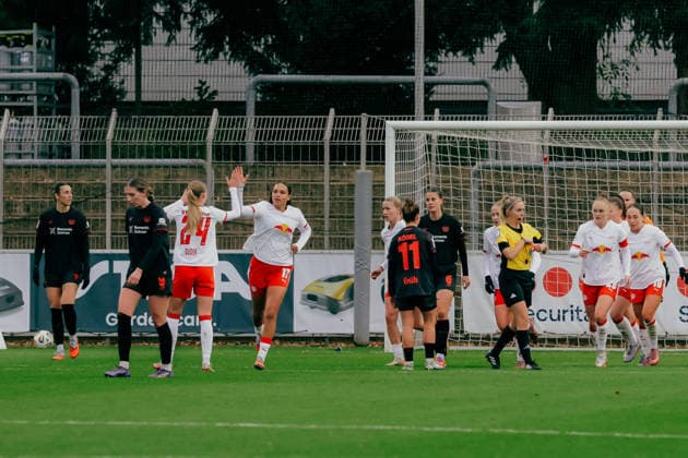 06 12 25, Women, Football, Google Pixel Women Bundesliga, Season 2025 2026, Bayer 04 Leverkusen RB Leipzig, Matchday 12 RB Leipzig celebrates goal to 3 2 by Emilia Asgeirsdottir 8 RB Leipzig Leverkusen Ulrich Haberland Stadion NRW Germany