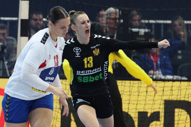 GER, Dortmund, 27th WommenÂs World Championship 2025, Main Round, Group II, 3 Round Round Montenegro MNE vs Serbia Serbia SRB 06 12 2025, Westfalenhalle, Dortmund, GER, Dortmund, 27th WommenÂs World Championship 2025, Main Round, Group II, 3 Round Round Montenegro MNE vs Serbia Serbia SRB , pictured Dijana TRIVIÄÜ MNE 13 , goal celebration jubilation jubilation jubilation, nordphotoxGmbHx xMeuter nph00351
