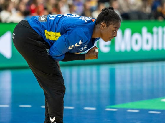 Armelle Kelly Attingre Montenegro, 12 cheers after a save, Montenegro vs Serbia, handball, world championship, women, 2025 2026 season, 06 12 2025, Montenegro vs Serbia, handball, world championship, women, 2025 2026 season, 06 12 2025 Stuttgart Copyright: xEibner-Pressefoto MichaelxSchmidx EP_MST