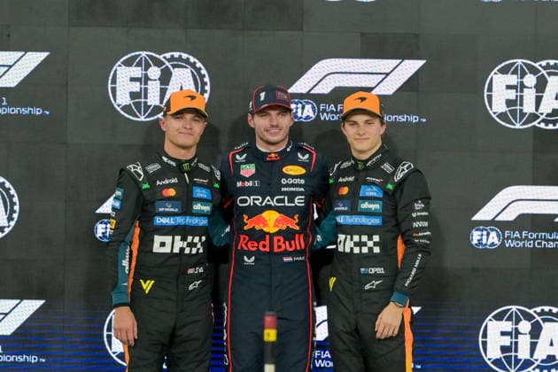 Verstappen secures pole position ahead of F1 Grand Prix of Abu Dhabi ABU DHABI, UNITED ARAB EMIRATES - DECEMBER 6: Max Verstappen of Red Bull, Lando Norris and Oscar Piastri of McLaren are seen after competing qualifying session ahead of F1 Abu Dhabi Grand Prix at Yas Marina Circuit in Abu Dhabi, United Arab Emirates on December 6, 2025. Waleed Zein Anadolu Abu Dhabi United Arab Emirates. Editorial use only. Please get in touch for any other usage.  Copyright: x2025xAnadoluxWaleedxZeinx