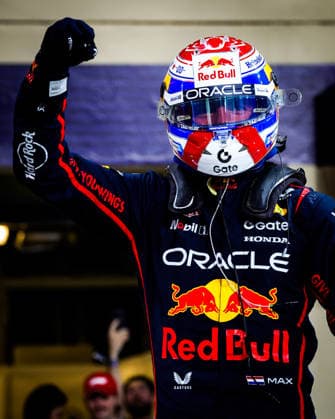 F1 - ABU DHABI GRAND PRIX 2025 VERSTAPPEN Max (ned), Red Bull Racing RB21, portrait celebrating pole position during the 2025 Formula 1 Abu Dhabi Grand Prix, 24th round of the 2025 FIA Formula One World Championship, WM, Weltmeisterschaft from December 05 to 07, 2025 on the Yas Marina Circuit, in Abu Dhabi, United Arab Emirates - Abu DhabiUnited Arab Emirates  Copyright: xFLORENTxGOODENx