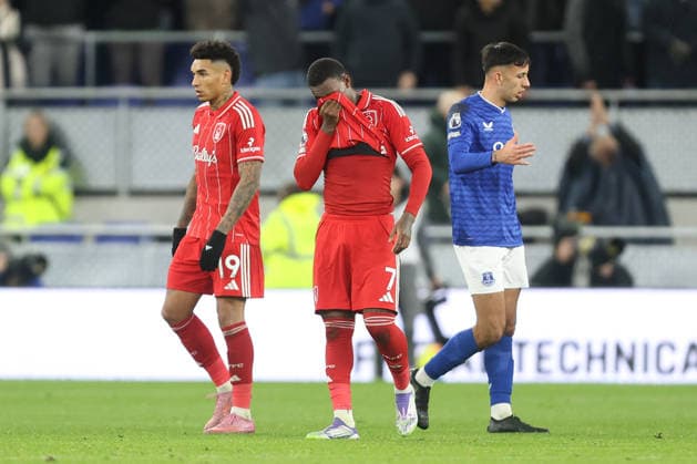 Callum Hudson-Odoi of Nottingham Forest dejected Everton v Nottingham Forest, Premier League, Football, Hill Dickinson Stadium, Liverpool, UK - 06 Dec 2025Liverpool Hill Dickinson Stadium United Kingdom EDITORIAL USE ONLY No use with unauthorised audio, video, data, fixture lists, club league logos or live services. Online in-match use limited to 120 images, no video emulation. No use in betting, games or single club league player publications. Copyright: xPhilxOldham Shutterstockx 16009214bp