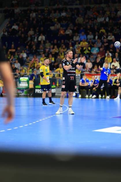Handball scene with Dani Baijens 77 Rhein Neckar Löwen and Maciej Gebala 77, HC Erlangen Handball scene with Dani Baijens 77 Rhein Neckar Löwen and Maciej Gebala 77, HC Erlangen Copyright: xspeedshotx