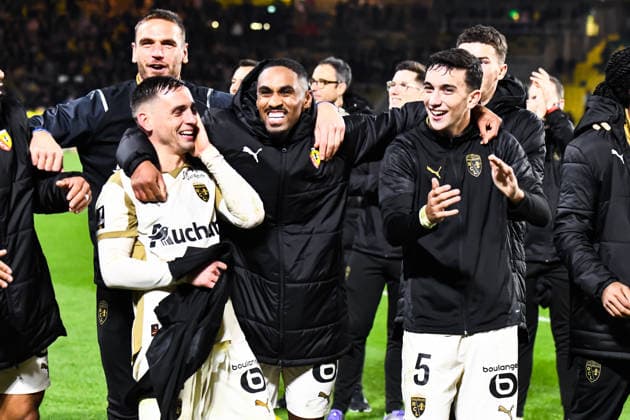FOOTBALL : FC Nantes vs RC Lens - Ligue 1 - JournÃ e 15 - 06 12 2025 Wesley SaÃ¯d (RC Lens) Ruben Aguilar (RC Lens) Andrija Bulatovic (RC Lens) NantesFrance  Copyright: xBaptistexAutissierx
